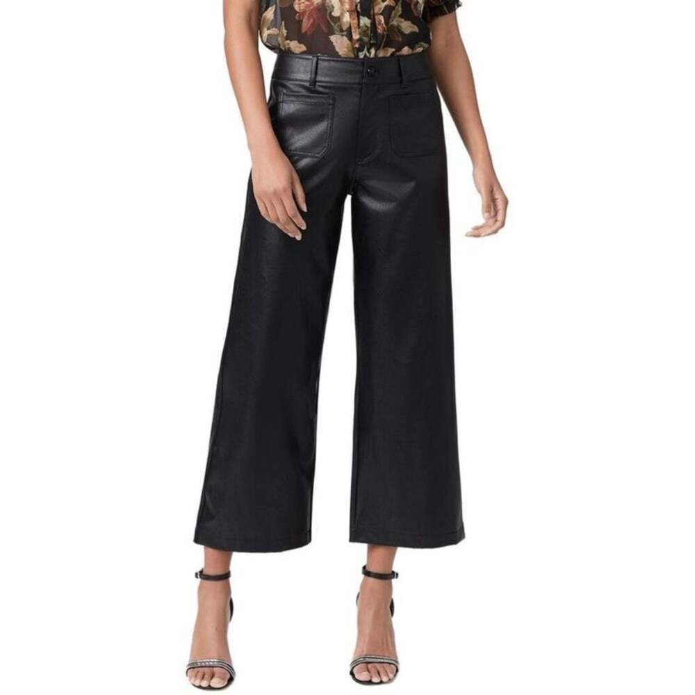 Paige Anessa Black Wide Leg Pants Faux Leather Plus Size 34